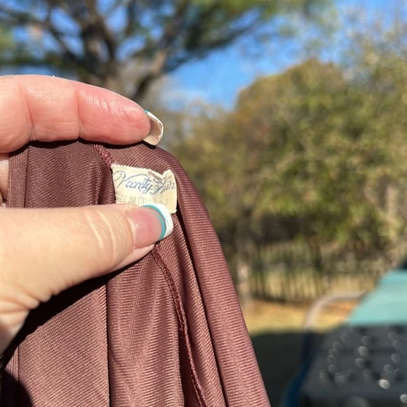 Vintage 1950s Brown Vanity Fair Accordion crystal pleat Slip sz 38 USA made - Picture 7 of 8